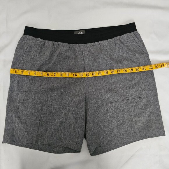 FLX Gray/Black Heather Elastic Waistband 7-Inch Accelerate Shorts Men's Large - Picture 15 of 16